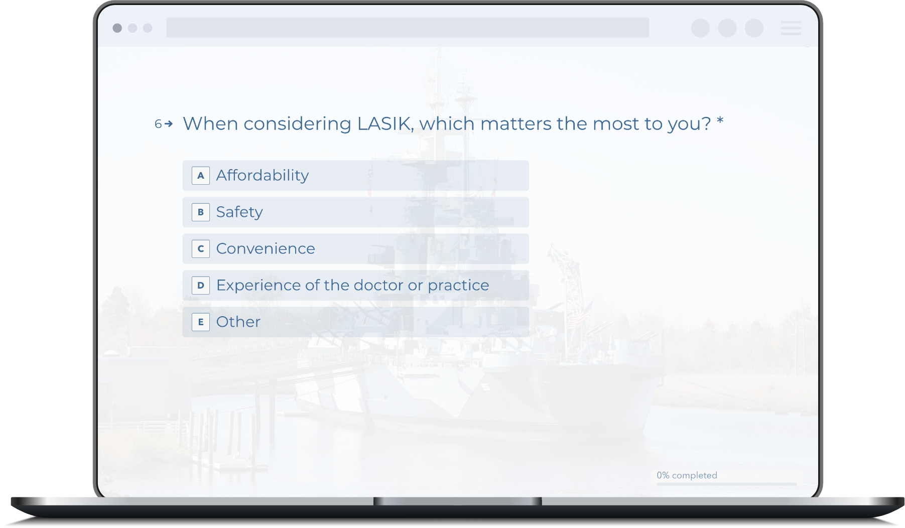 Is Lasik Right For You Quiz displayed on a MacBook Pro